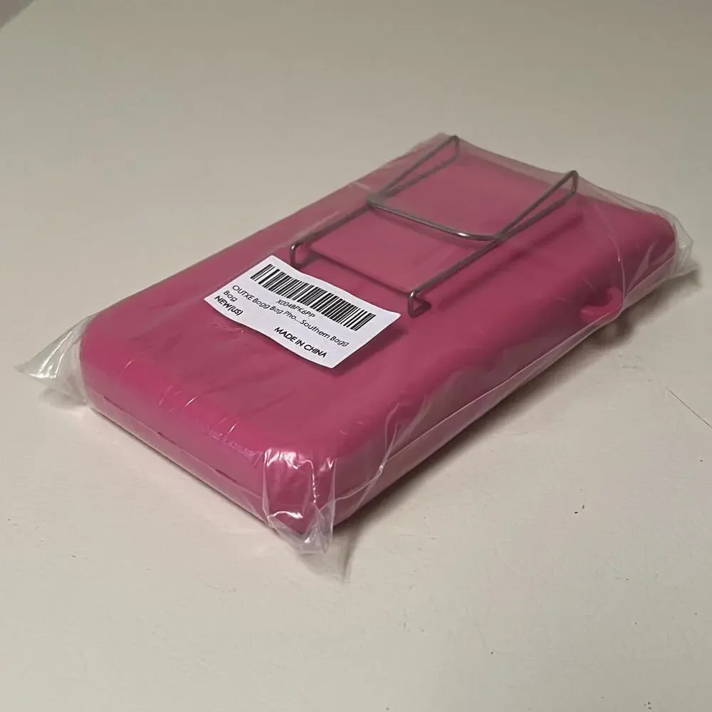 Pink Silicone Phone Bag with Strap